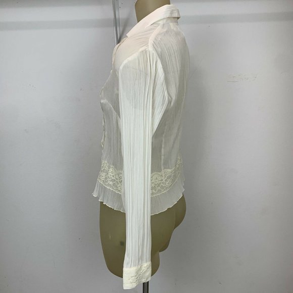 Coldwater Creek Blouse top Size X Small Ivory Crinkle lace New $69 - Picture 3 of 8